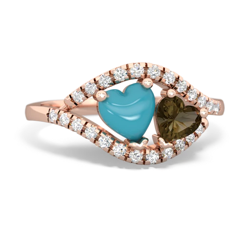 turquoise-smoky quartz mother child ring