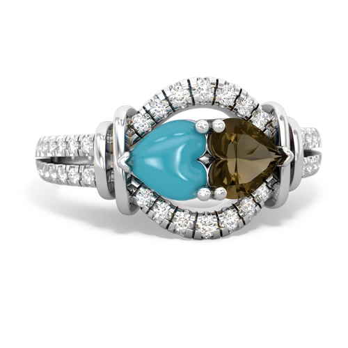 turquoise-smoky quartz pave keepsake ring