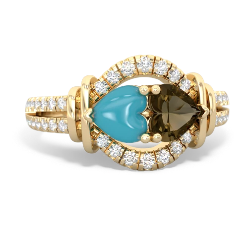 turquoise-smoky quartz pave keepsake ring