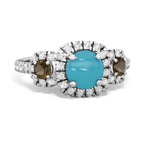 turquoise-smoky quartz three stone regal ring