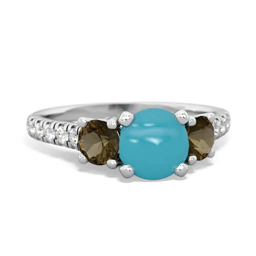 turquoise-smoky quartz trellis pave ring