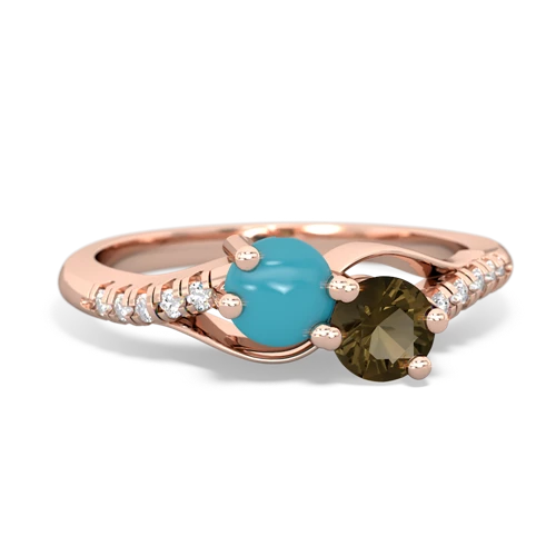 turquoise-smoky quartz two stone infinity ring