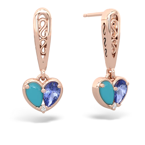 turquoise-tanzanite filligree earrings