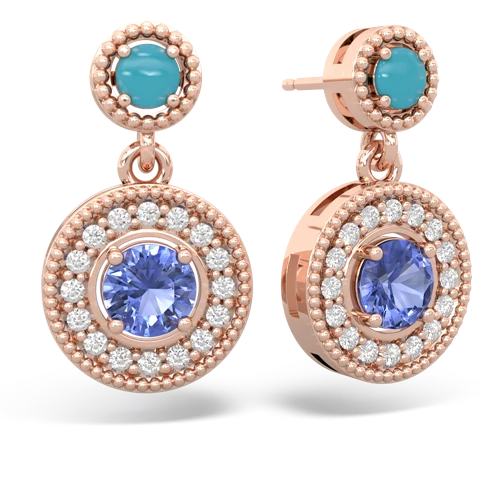 turquoise-tanzanite halo earrings