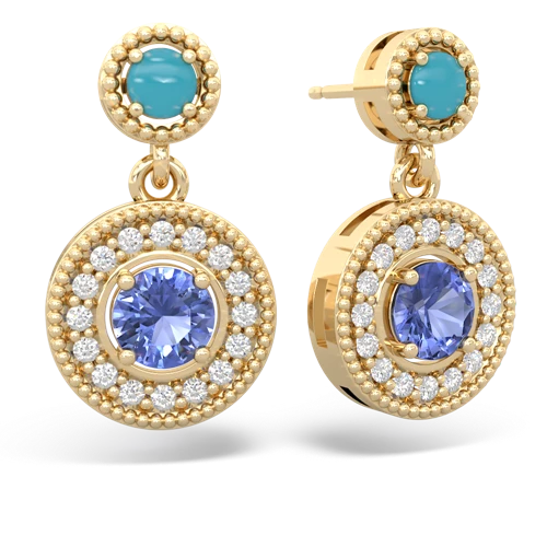 turquoise-tanzanite halo earrings