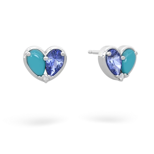 turquoise-tanzanite one heart earrings