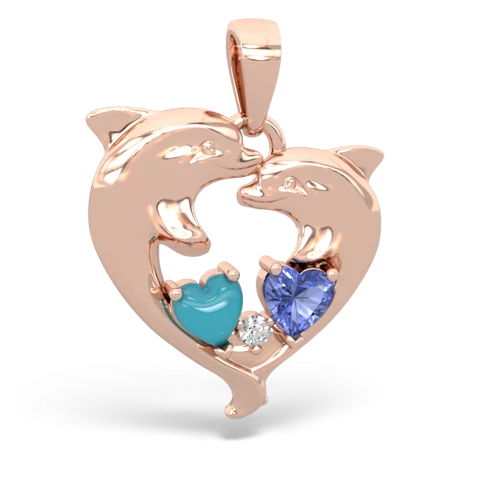 turquoise-tanzanite dolphins pendant