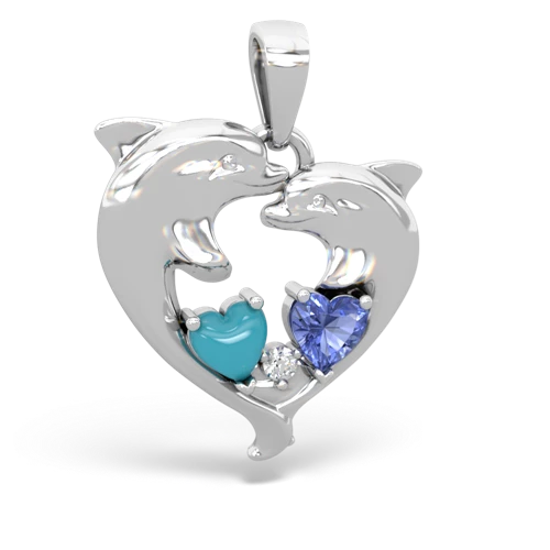 turquoise-tanzanite dolphins pendant