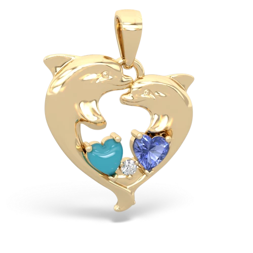 turquoise-tanzanite dolphins pendant