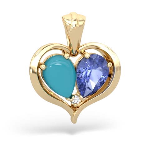 turquoise-tanzanite half heart whole pendant