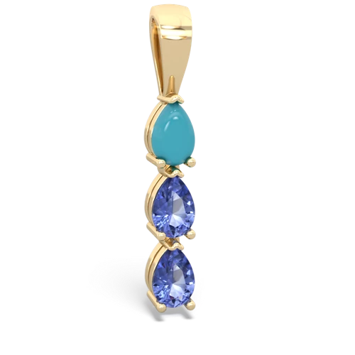 turquoise-tanzanite three stone pendant