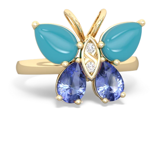turquoise-tanzanite butterfly ring
