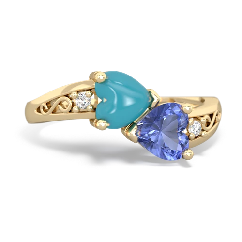 turquoise-tanzanite filligree ring