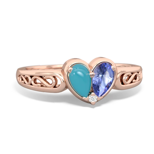 turquoise-tanzanite filligree ring