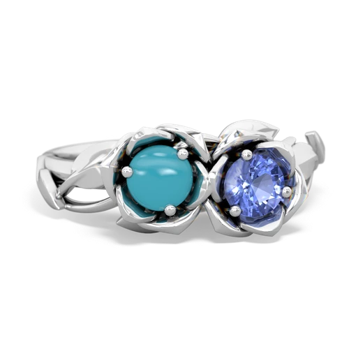 turquoise-tanzanite roses ring