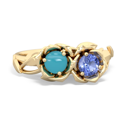 turquoise-tanzanite roses ring