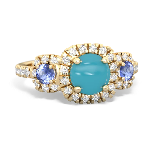 turquoise-tanzanite three stone regal ring