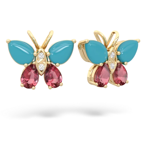 turquoise-tourmaline butterfly earrings