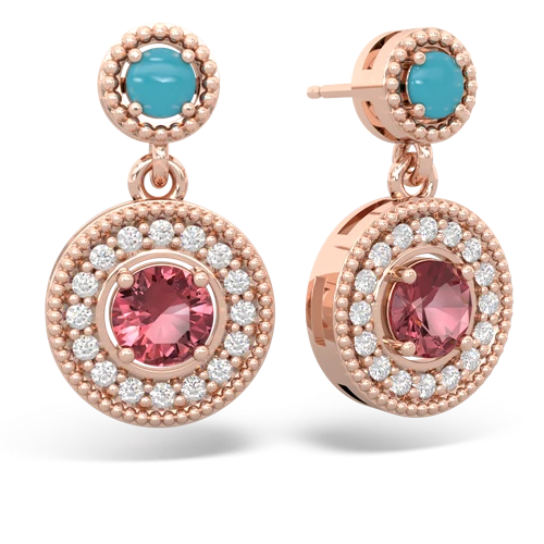 turquoise-tourmaline halo earrings