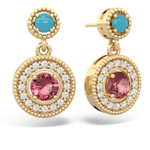 turquoise-tourmaline halo earrings