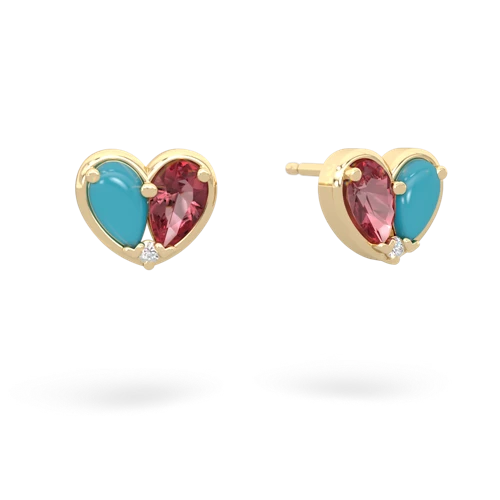 turquoise-tourmaline one heart earrings