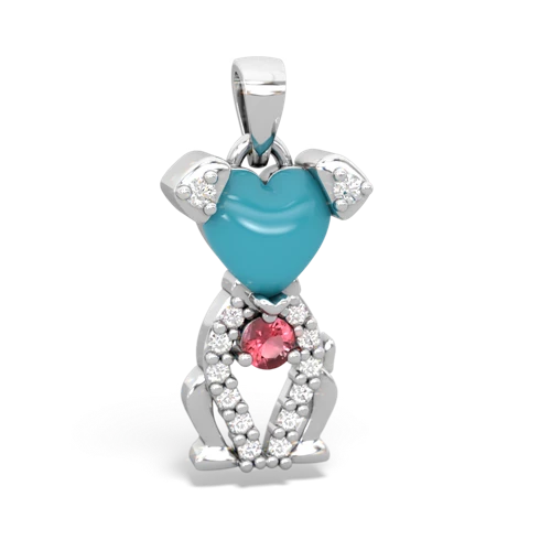 turquoise-tourmaline birthstone puppy pendant