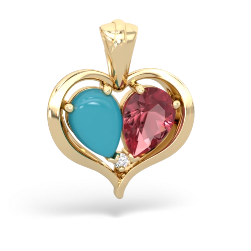 turquoise-tourmaline half heart whole pendant