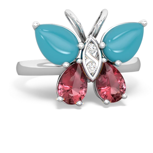 turquoise-tourmaline butterfly ring