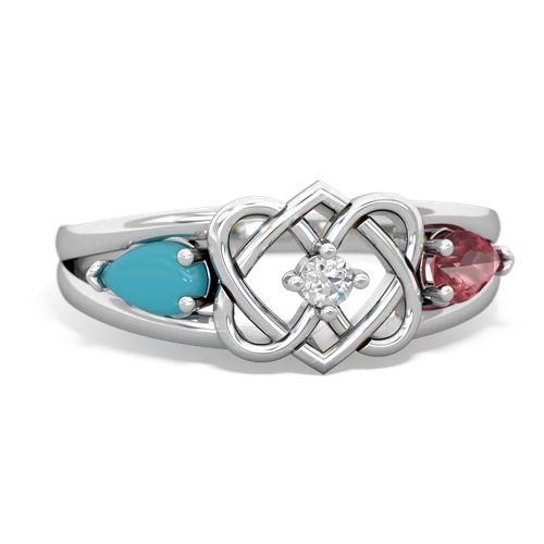 turquoise-tourmaline double heart ring