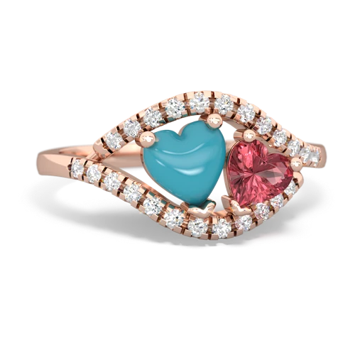 turquoise-tourmaline mother child ring