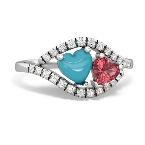 turquoise-tourmaline mother child ring