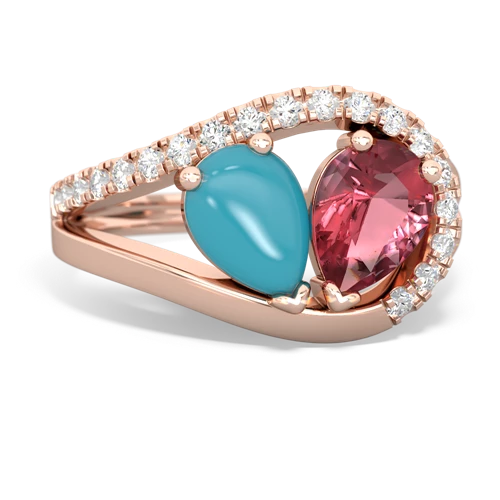 turquoise-tourmaline pave heart ring