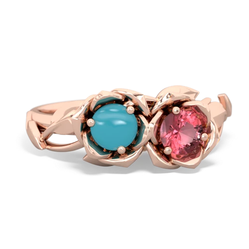 turquoise-tourmaline roses ring