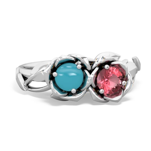 turquoise-tourmaline roses ring