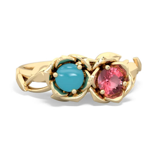 turquoise-tourmaline roses ring