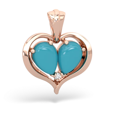 turquoise-turquoise half heart whole pendant