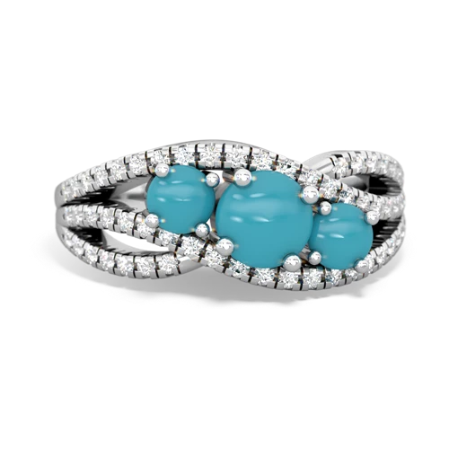 turquoise-turquoise three stone pave ring