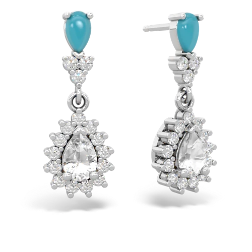 turquoise-white topaz dangle earrings