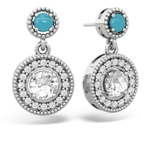 turquoise-white topaz halo earrings