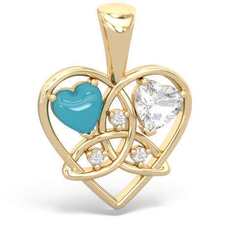 turquoise-white topaz celtic heart pendant