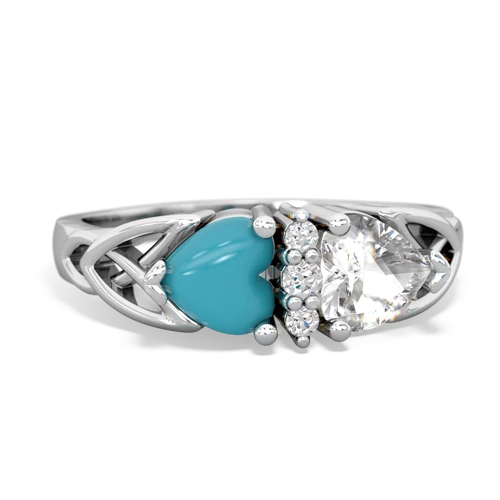 turquoise-white topaz celtic ring