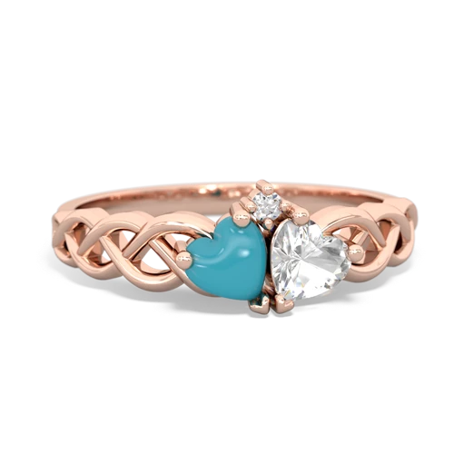 turquoise-white topaz celtic braid ring