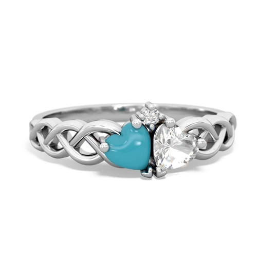 turquoise-white topaz celtic braid ring