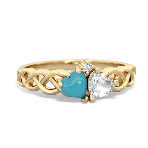 turquoise-white topaz celtic braid ring