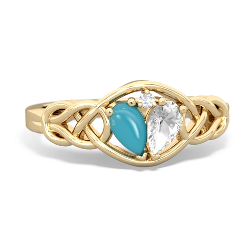 turquoise-white topaz celtic knot ring