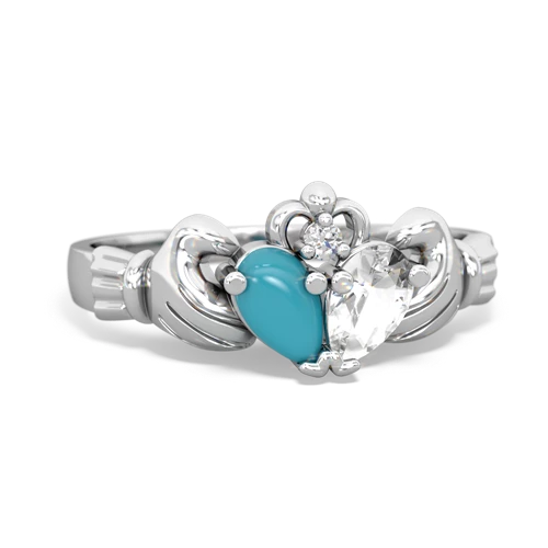 turquoise-white topaz claddagh ring