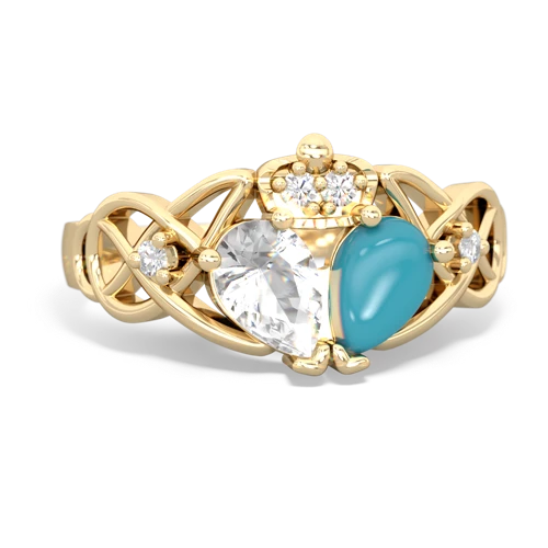 turquoise-white topaz claddagh ring
