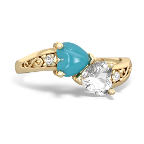 turquoise-white topaz filligree ring