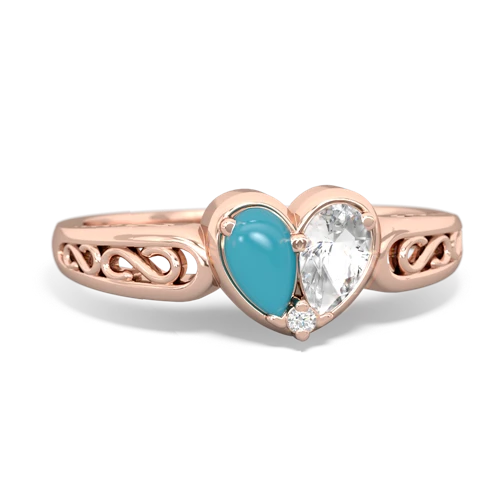 turquoise-white topaz filligree ring