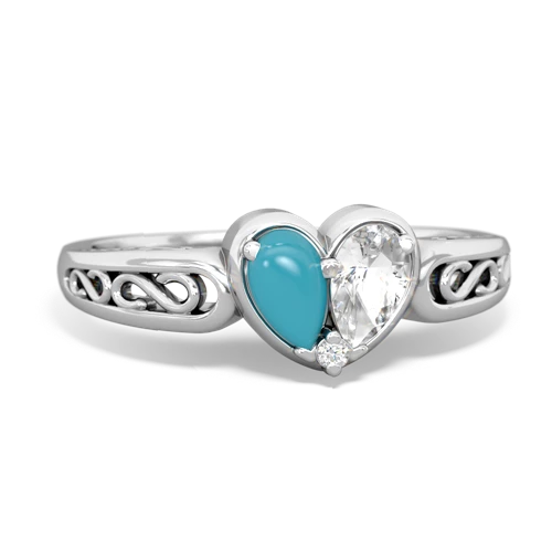 turquoise-white topaz filligree ring